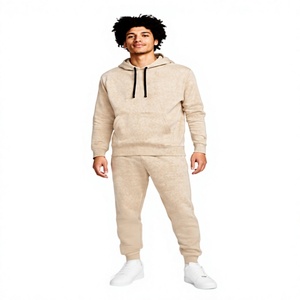 Conjunto de Sudadera con Capucha Gris para Hombre, Chándal Informal de Color Sólido de Longitud Completa con Bolsillos Laterales, Corte Regular, 100% Algodón, Ropa de Otoño - Product Image 5