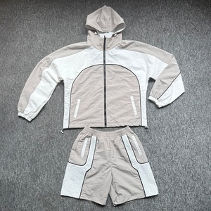 Custom Streetwear Tracksuit Polyester Spandex Gym Nylon <b>Polo</b> Shirt 2 Piece Nylon Tracksuit Jogging Suit Windbreak Shorts Set - Product Image 1