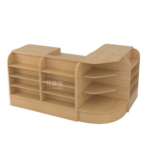 Mostrador de Caja para Supermercado, Ecológico, de Madera, Personalizado, <span class=keywords><strong>en</strong></span> Forma de <span class=keywords><strong>U</strong></span>, Color Blanco, Combinación Simple para Tienda - Product Image 1