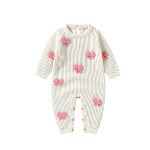 Mimixiong Fabricant de vêtements pour bébés, vêtements pour tout-petits faits à la main, combinaison papillon, barboteuse en tricot pour nouveau-né, grenouillère - Product Image 1