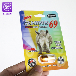 Píldoras de mejora de rinoceronte azul impresas personalizadas Cápsulas de blíster 3D Píldora lenticular Tarjetas sexuales Embalaje para hombre - Product Image 3