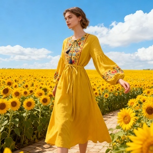 Vestidos Maxi de Playa y Resort para Mujer, con Cordones en la Cintura, Corte en A, Holgados y a la Moda - Product Image 4