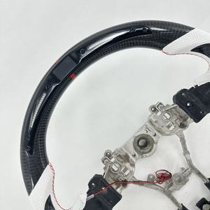 Volant en fibre de carbone véritable pour 86 BRZ FR-S 2012-2016, cuir blanc, pièces intérieures personnalisées pour voiture avec LED - Product Image 3