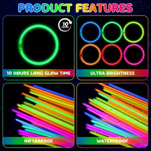 Bâtons lumineux PE en vrac, pack de fête, <span class=keywords><strong>Halloween</strong></span>, camping, toutes occasions, 8 pouces, durables, jetables, multicolores, 6-8 heures, marque JH, boîte cadeau - Product Image 3