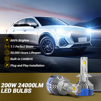 Phares LED automobiles super lumineux 200W PL100 H1 9006 12V universels H4 H13 24000LM OEM Plug & Play X5