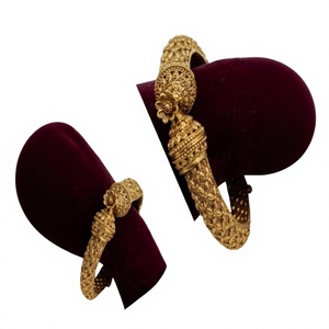 Radiant Gold Plated Flower Pattern <b>Bangle</b> Bracelets <b>Set</b> For Women Wedding Vintage Style Alloy Jewelry - Product Image 2