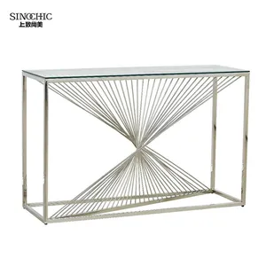 The new 2021 luxury furniture modern living room console table glass hallway golden color consoles