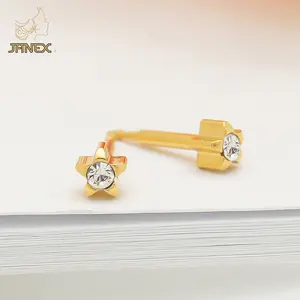 Professionnel étoile fleur coeur sans allergie 316 acier chirurgical oreilles Piercing goujon plaqué or boucle d'oreille corps bijoux en gros