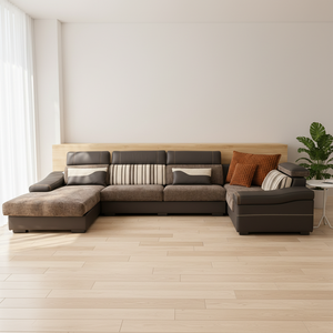 Ensemble de meubles de salon de luxe moderne, nouveau design, coin avec canapé fonctionnel en cuir - Product Image 1