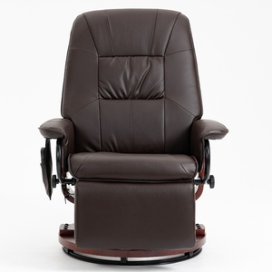 Fauteuil inclinable moderne en cuir à dossier haut et <span class=keywords><strong>pivotant</strong></span> avec pédale manuelle, revêtement en tissu et structure métallique - Product Image 2