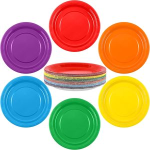 Assiettes et serviettes en papier colorées jetables, assiettes en papier écologiques, ensembles pour fêtes - Product Image 1