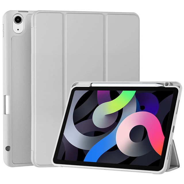 Tri Fold Simple Design Pu Leather Folio Stand Soft Tpu Back Case 10.9 Inch Tablet Case for iPad Air4 Air5 with Pen Slot