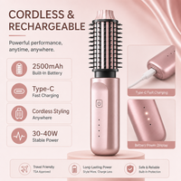 Cepillo Eléctrico Inalámbrico Alisador Iónico, Herramienta de Peinado Caliente para Mujeres, Voluminizador de Raíces con Calor