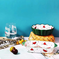 Kinglang — bol créatif en céramique pour salade de fruits, vaisselle moderne, pour manger une pastèque de dessin animé, japonaise