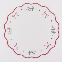 Nouveau Set de Table Brodé en Polyester en Forme de Fleur Ondulée pour la Décoration de Noël à Domicile - Vente en Gros