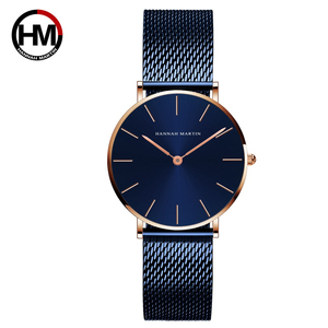 Montre pour femme Hannah <span class=keywords><strong>Martin</strong></span> Luxury Antique Cartoon Blue Rose Gold, étanche, mouvement japonais, bracelet en acier inoxydable, 36 mm, HM-CL36 - Product Image 3