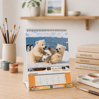 Calendrier de bureau Wire-O personnalisé avec espace publicitaire, calendrier de table mensuel, planificateur de bureau pour la promotion des entreprises