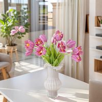 3 Kunsttulpen met realistische aanvoelende bloemknoppen, hoogwaardig zacht rubberen kunsttulpensteel voor thuis, bruiloft, vaasdecoratie