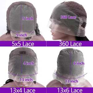 ปมฟอกขาว 4 # / 350 #   วิกผมแท้แบบผูกเชือกด้านหน้า สีธรรมชาติ ผมบริสุทธิ์ 100% ไม่ต้องใช้กาว ทรงบ๊อบสั้นตรง - Product Image 6