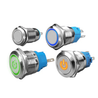 Interrupteurs à bouton-poussoir LED bleus en acier inoxydable IP65 1NO 16 mm pour appareils électroménagers 250 V 15 A