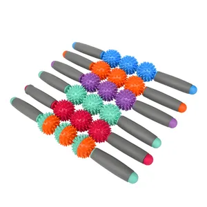 Sports & Entertainment Product Yoga Stick Body Massage Roller Sticks with 3 Point Spiky Ball Muscle Relax Tool
