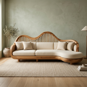 Elegante Sofá Moderno Minimalista en Forma de L Tapizado en Madera de Teca para Salas de Estar, Hoteles y Villas, Suministrado desde Indonesia - Product Image 3