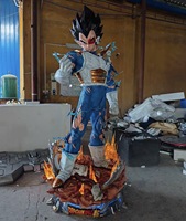 Dragon Ball Super : Statue de collection en résine de Vegeta grandeur nature 1:1 avec motif flamme, Scouter et base mécanique