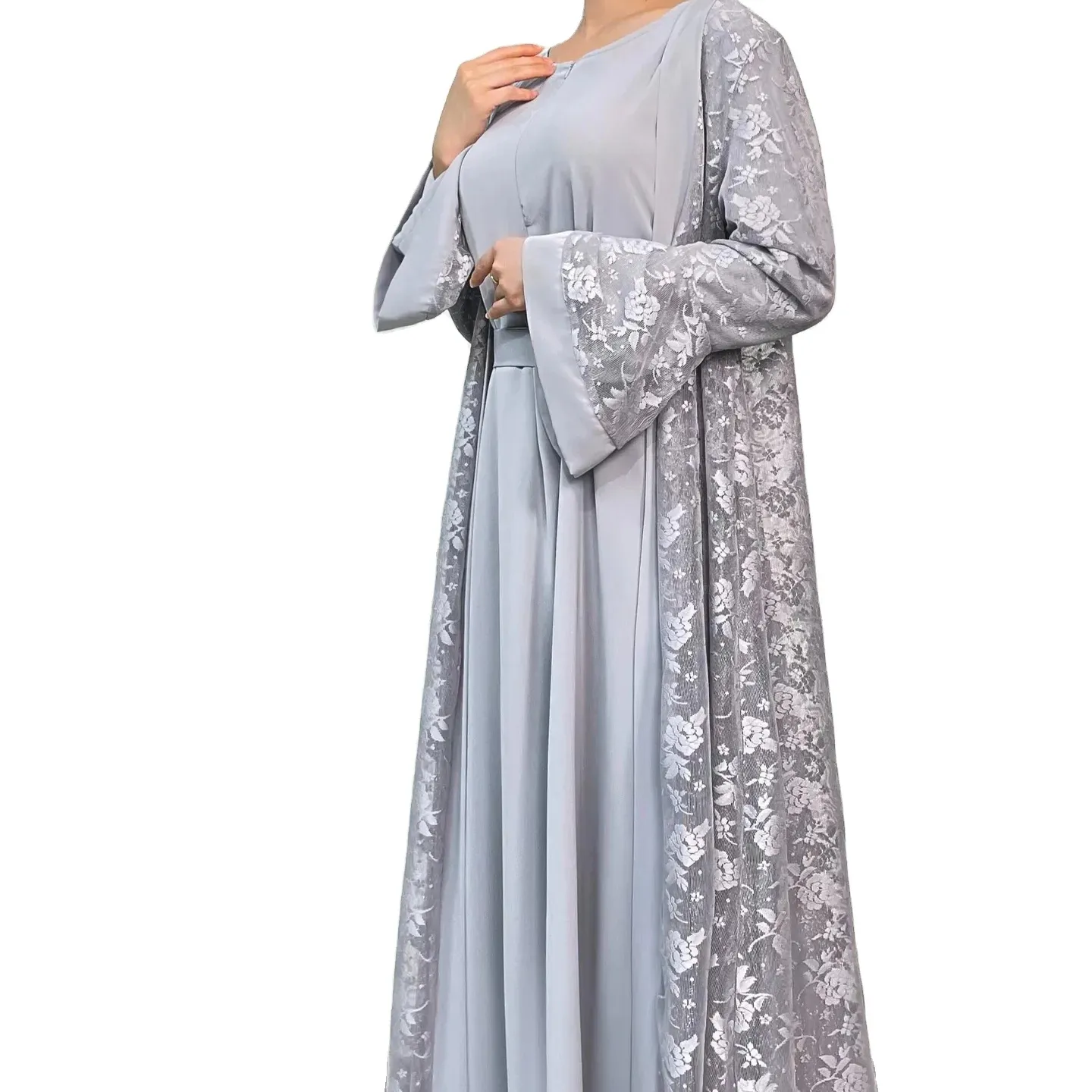 2023 islam moda kadınlar geleneksel elbise arapça tarzı elbise Kaftan Abaya Robe dantel müslüman afrika