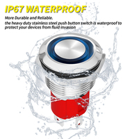 Interrupteur à bouton-poussoir en métal 19mm DaierTek LED étanche, 4Pin momentané OFF-(ON), pour voiture/marine/industriel (IP67, 12V/24V)