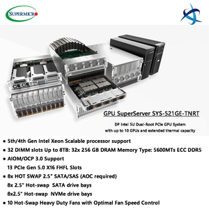Supermicro siêu <span class=keywords><strong>superserver</strong></span> SYS-521GE-TNRT 5U Intel Xeon Vàng 6542y DDR5 DIMM 8 trao đổi nóng NVMe Vịnh 3 PCIe 5.0 1U GPU máy chủ - Product Image 3