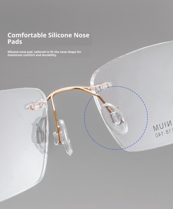 Ultra Flexible Lightweight Rimless Eyeglass <strong>Frames</strong> with Vintage <strong>Folding</strong> Temples Unisex Myopia Glasses-Wholesale Fashion - Product Image 5