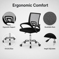 Chaise de bureau pivotante moderne en maille, réglable en hauteur, ergonomique, pour visiteurs et détente