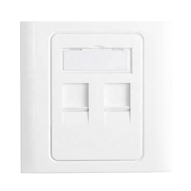 Single Port 86x86mm Faceplate Wallplate with Shutter RJ45 RJ11 Keystone Jacks Dual 2ports Flash Surface Wall Mount Telecom Parts