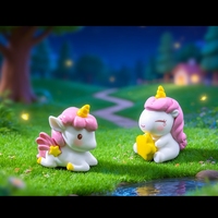 Figurines d'animaux micro-cartoon, licorne étoile, mini-artisanat en plastique pour ornement de bureau, décoration de jardin féerique à domicile, cadeau pour enfants