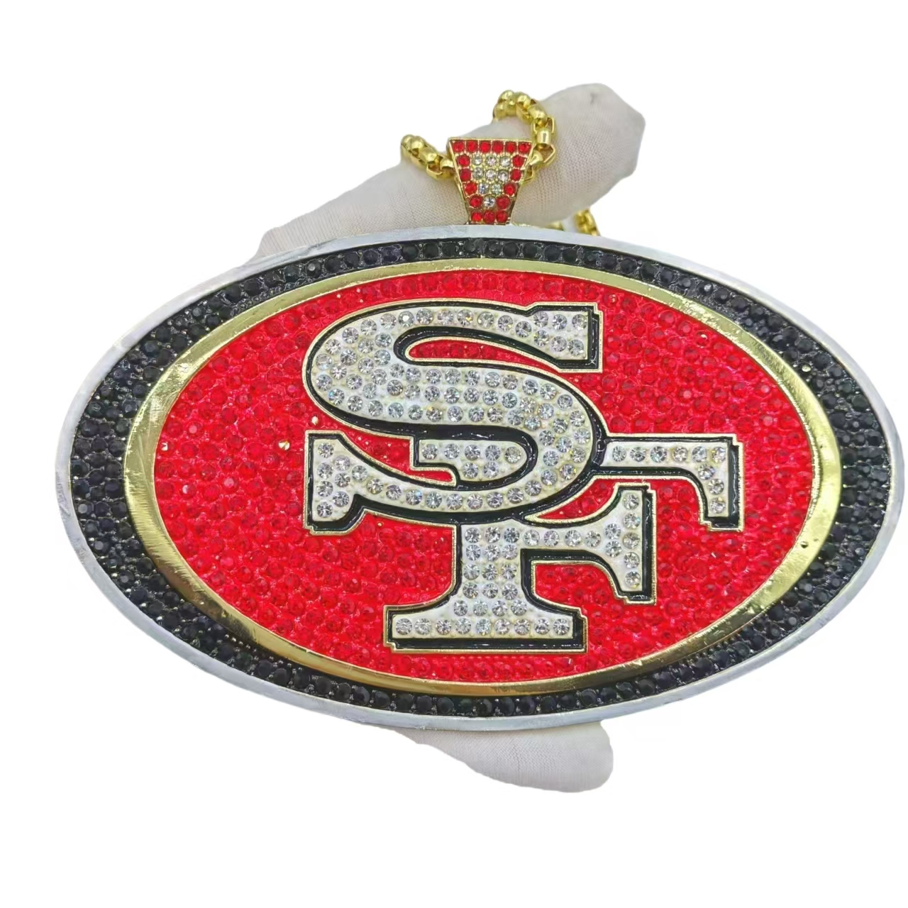 Сан-Франциско 49ers Золотой вентилятор кулон ювелирные изделия мужские и женские индивидуальные Бутик Ожерелье спортивная серия медаль
