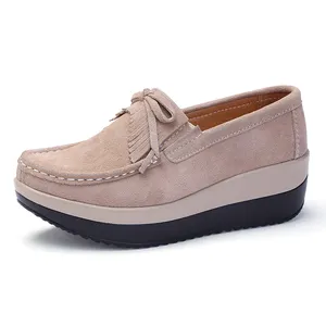 Dames Espadrilles Wit Sneakers Schoenen Vrouwen Lederen Dikke Bodem Loafers Flats Ronde Neus Ondiepe Platform Casual Mujer 2019