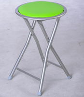 Tabouret pliant en métal avec siège rembourré rond et doux, tabouret pliable en acier pour la maison et les fêtes