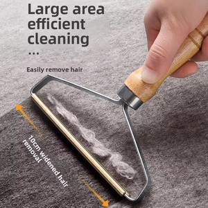 Eco-Friendly <b>Pet</b> Hair Remover Easy Hair Removal Reusable Stainless Steel Wooden Handle Manual Hair Scraper for Home - Product Image 2