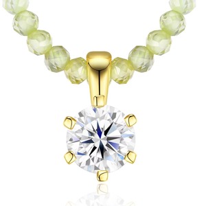 Collar con Colgante <span class=keywords><strong>de</strong></span> Moissanita Tallada en Plata 925 Chapada en <span class=keywords><strong>Oro</strong></span> <span class=keywords><strong>de</strong></span> 18K, Cadena <span class=keywords><strong>de</strong></span> Capas con Cuentas <span class=keywords><strong>de</strong></span> Moissanita <span class=keywords><strong>de</strong></span> 5mm, <span class=keywords><strong>Venta</strong></span> al por Mayor <span class=keywords><strong>de</strong></span> Fábrica ZANLONG para Mujer - Product Image 2