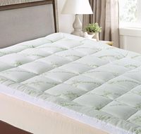 Bambus-Bettmatte Queen-Size Kühlende Gestrickte Schlichte Matratzenauflage Tiefe Passform OKo-TEX 100 Zertifiziert 300 TC Fadenzahl