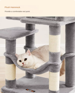 Torre para Gatos <span class=keywords><strong>Feandrea</strong></span> con Hamaca, Árbol para Gatos de Madera de Varios Niveles con 4 Postes para Rascar y 2 Plataformas - Product Image 5
