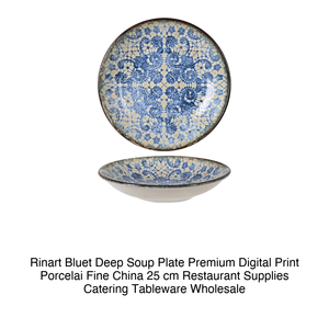 Assiette creuse Bluet Ø 25 cm en porcelaine fine de qualité supérieure avec impression numérique Rinart - Product Image 2
