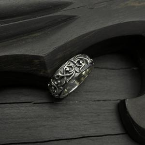 <span class=keywords><strong>Anillo</strong></span> de vid de moda - Bandas de pareja de vid eterna de <span class=keywords><strong>plata</strong></span> de <span class=keywords><strong>ley</strong></span> para hombre y mujer - Product Image 4