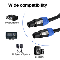 Câble audio amplificateur Speakon M-M blindé combiné 2M, 15 AWG, 4 conducteurs, avec verrouillage par torsion, pour DJ