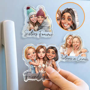 Caricatura Personalizada con Foto de Mejores Amigas para Siempre - Imán Acrílico Personalizado para Madre, Hermana, Novias, Regalo de Cumpleaños - Product Image 2