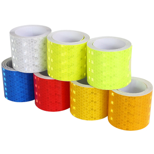 OEM cao phản chiếu PVC có thể in tổ ong băng dính 5cm chiều rộng retro màu đỏ trắng phản chiếu Sticker vật liệu phản chiếu - Product Image 1