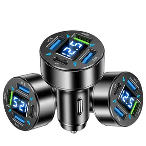 Universal 3USB QC3.0 PD Quick Usb Car Charger With LED Digital Display Fast Charging PD Quick Charger For IPhone 13