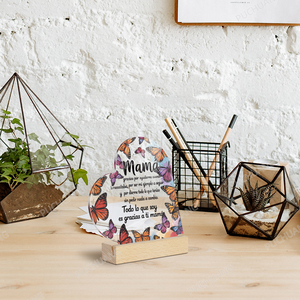 Citas inspiradoras en español, letrero acrílico, mesa acrílica de amor y familia con base de madera para Hermanas, decoración del hogar - Product Image 4