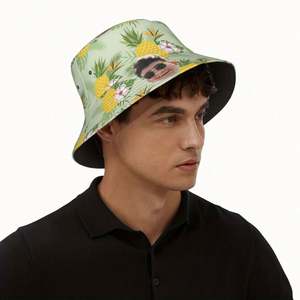 Sombrero de Pescador Personalizado Unisex de Verano con Diseño de Piña Tropical y Flores, Gorra Transpirable Estilo Caricatura para Viajes - Product Image 5