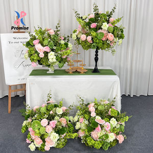 Centro de Mesa Floral Verde y Rosa Natural con Flores de Seda Realistas, Ideal para Decoración de Bodas Rústicas - Product Image 1